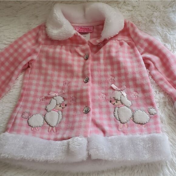 Young Hearts Other - Young Heart Pink and White Checkered Fleece Puppy Jacket Sz 18M